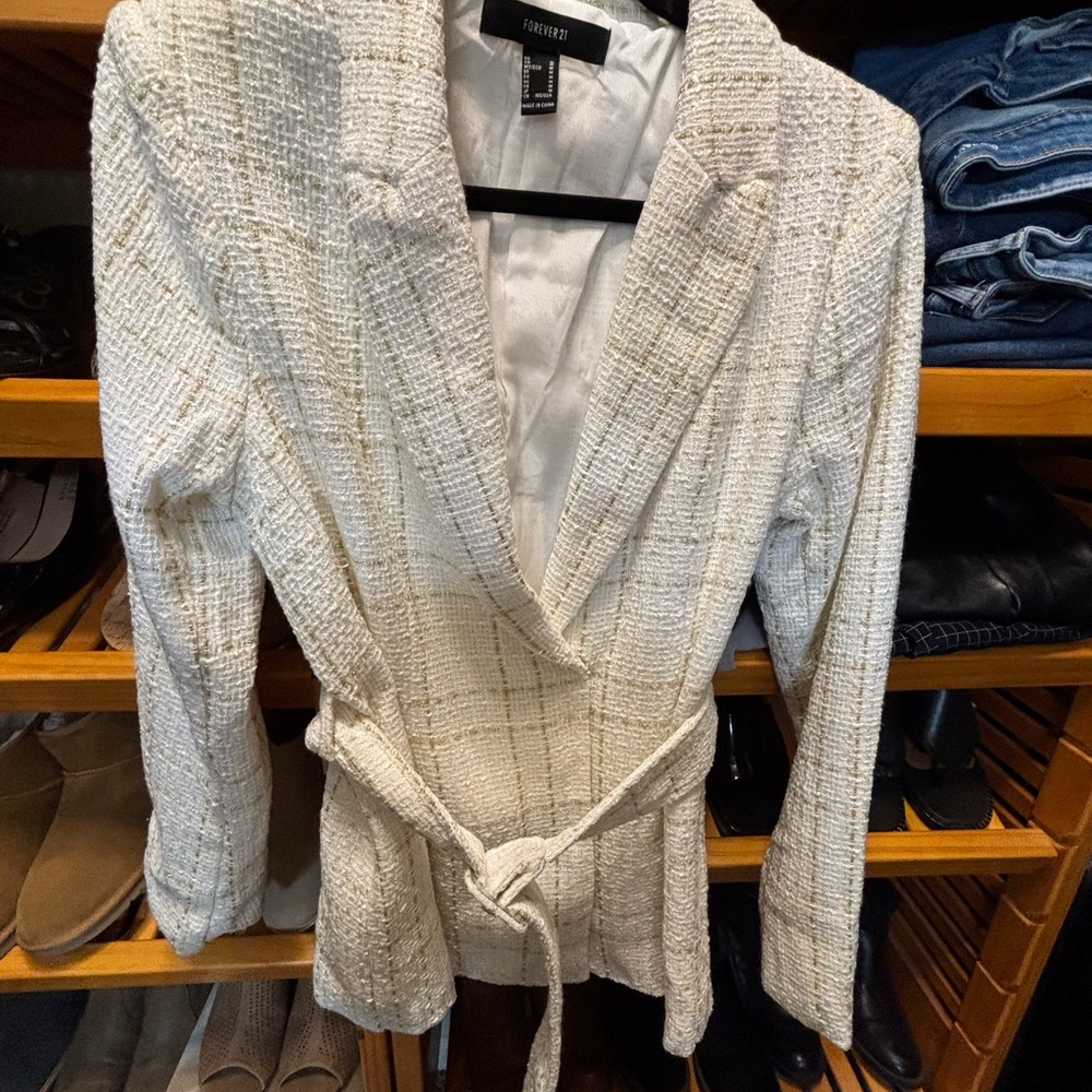 Forever 21 Cream Blazer with Notched Lapels